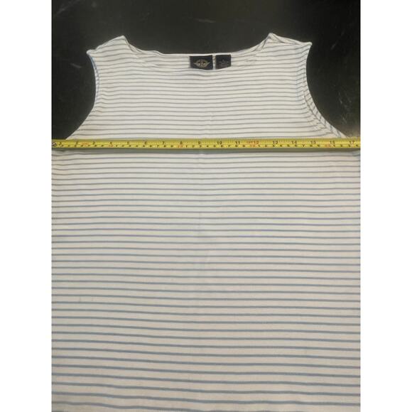 Dockers ladies white / baby blue stripe sleeeless tank 100% Cotton LG - Picture 3 of 6